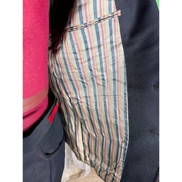 Johnny Carson suit blazer Vintage 1970s mod navy red - Picture 11 of 16